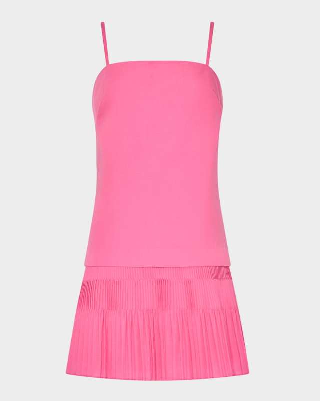 Nola Pleated Flounce Cotton Poplin Mini Dress